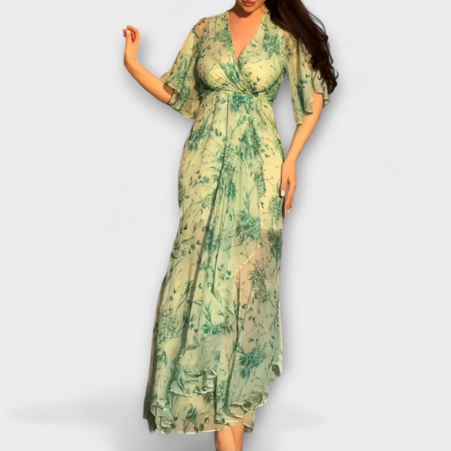 Rochie florală elegantă cu decolteu în V