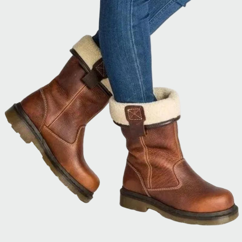 Botine de iarnă din piele căptușite