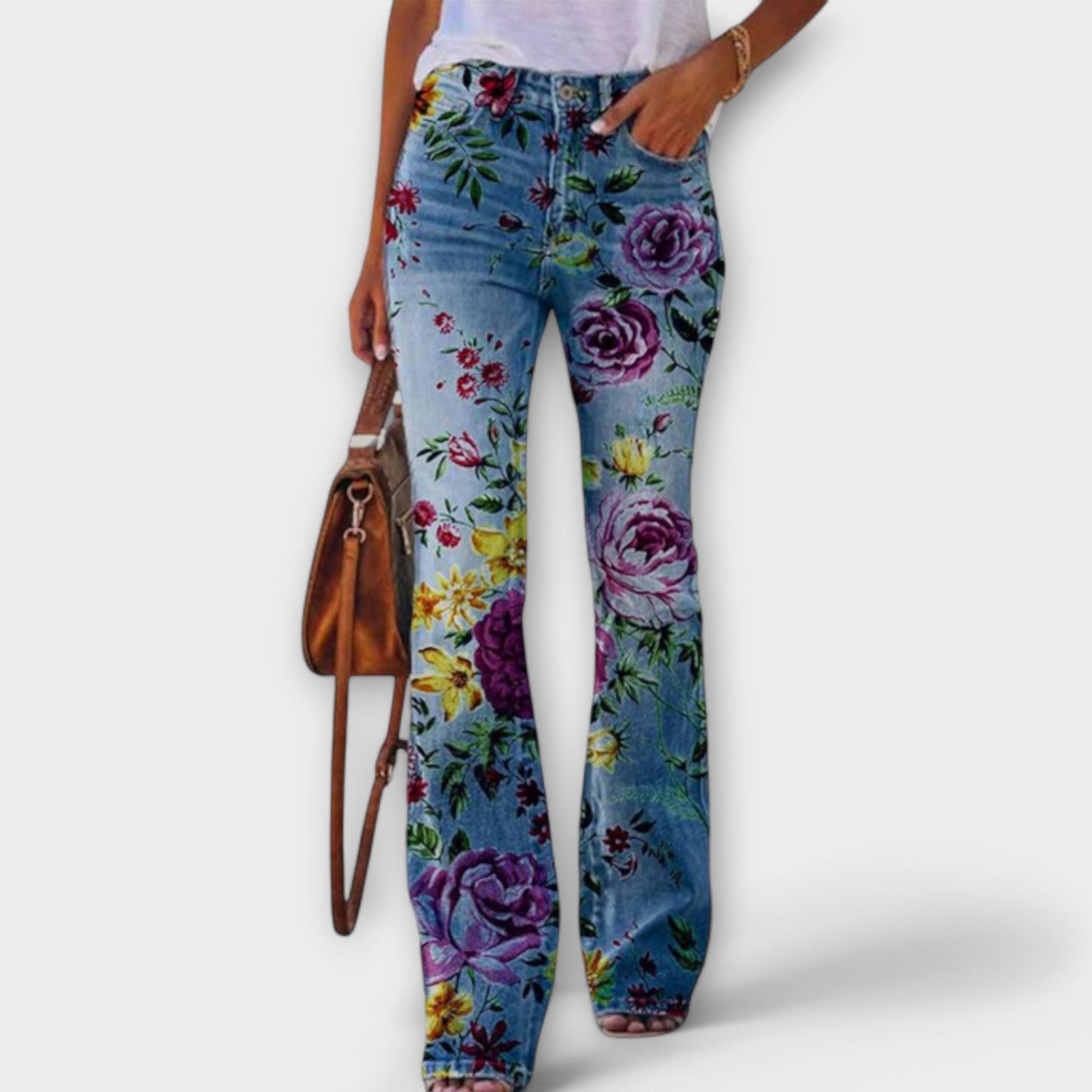 Pantaloni cu model floral