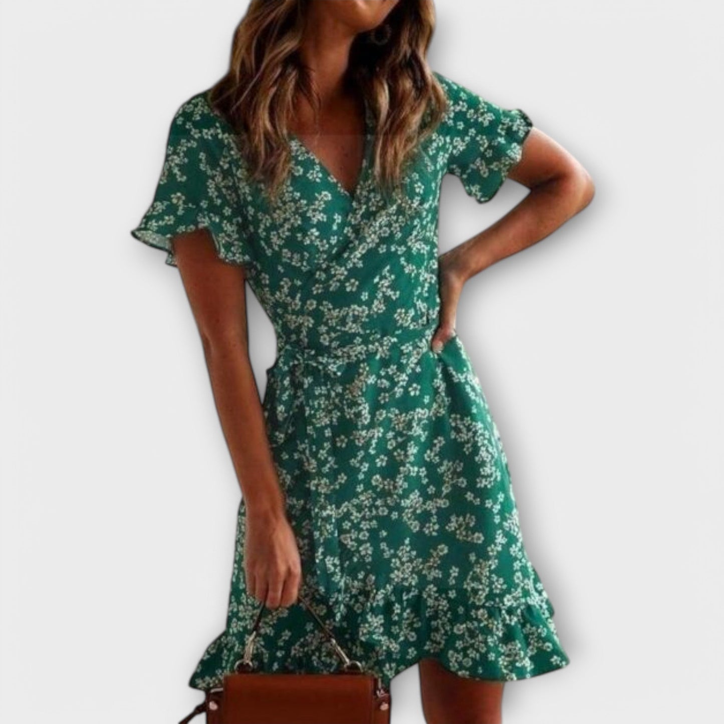 Rochie Boho Scurtă în Verde
