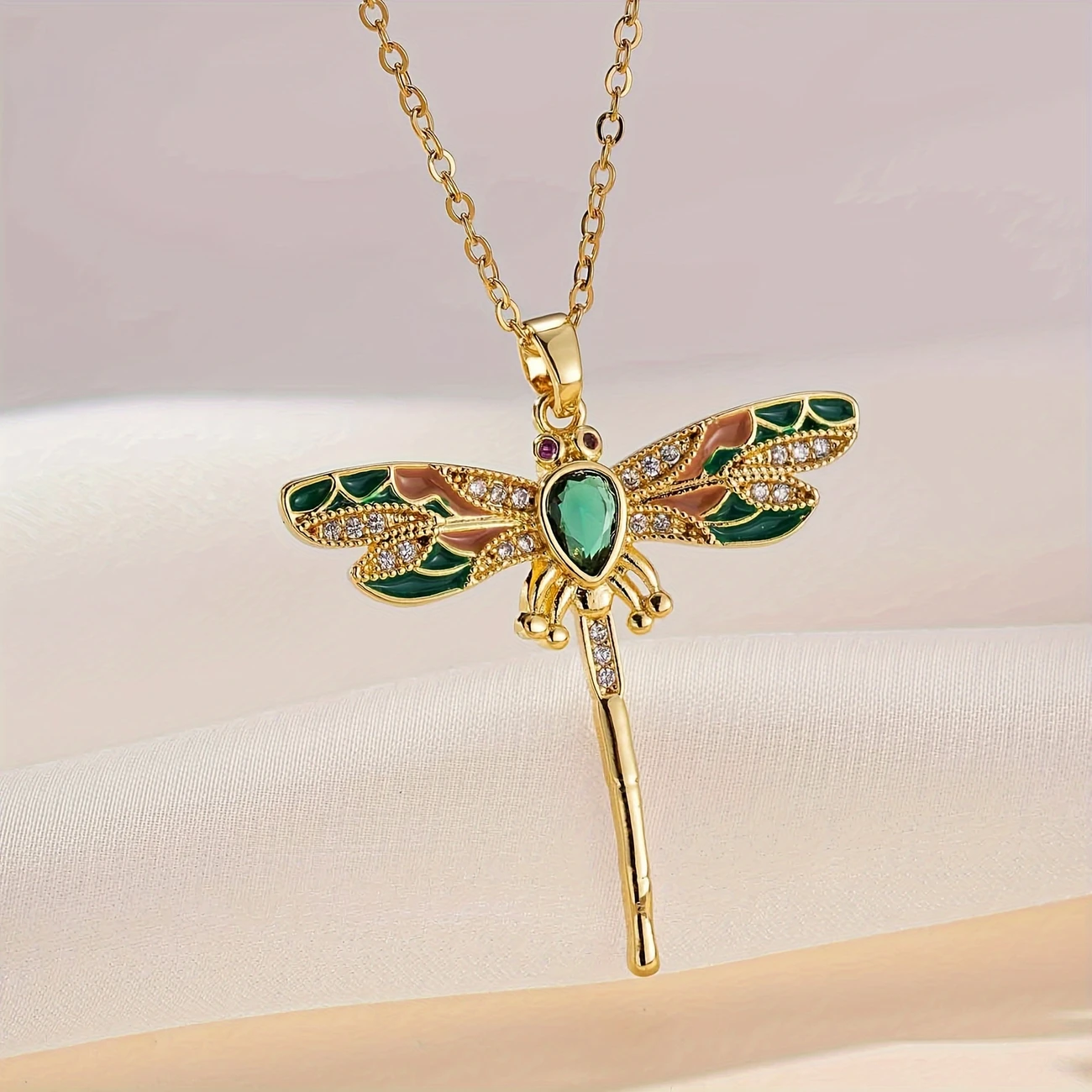 Colier Radiant Libelulă Verde