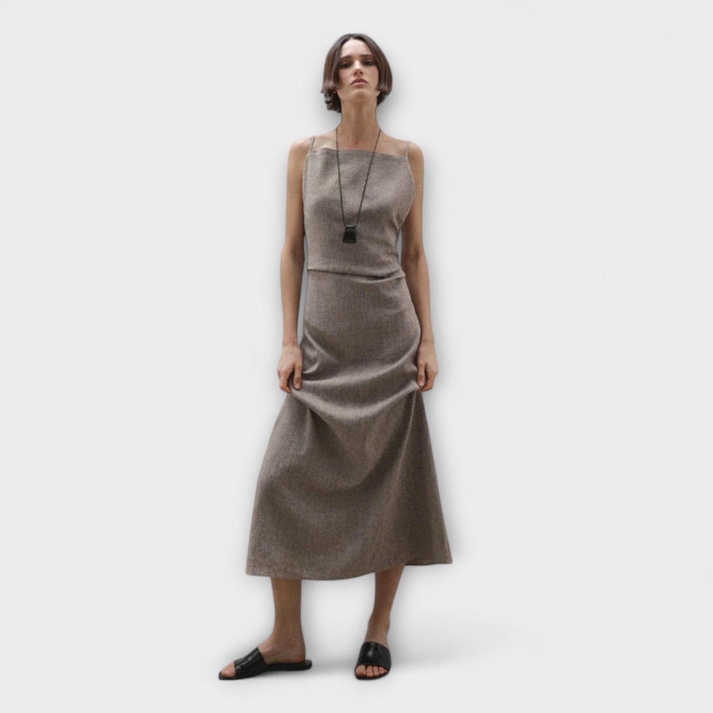 Rochie maxi fluidă din amestec de in