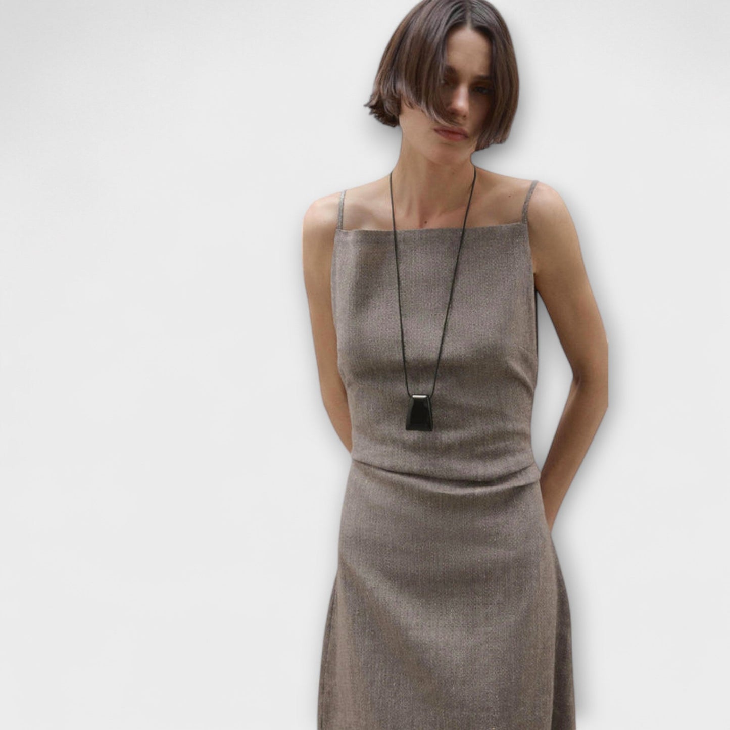 Rochie maxi fluidă din amestec de in