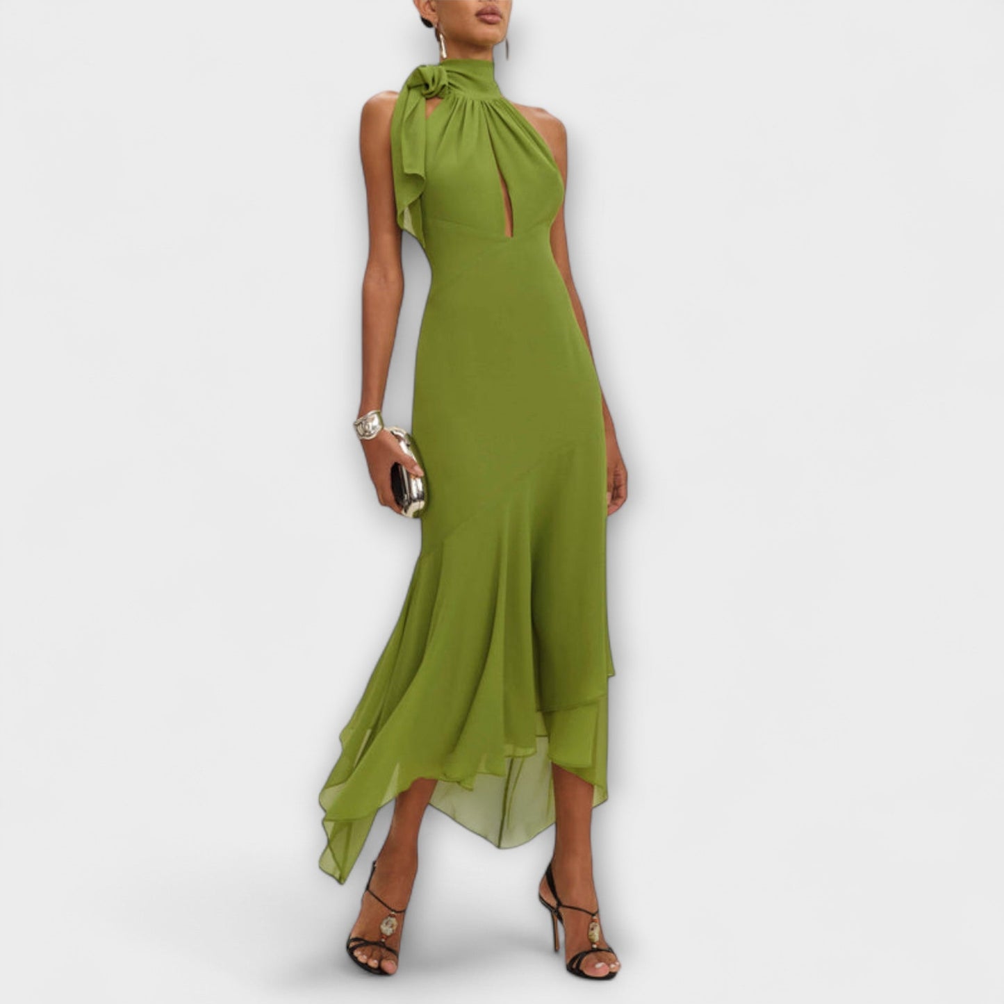 Rochie maxi asimetrică elegantă