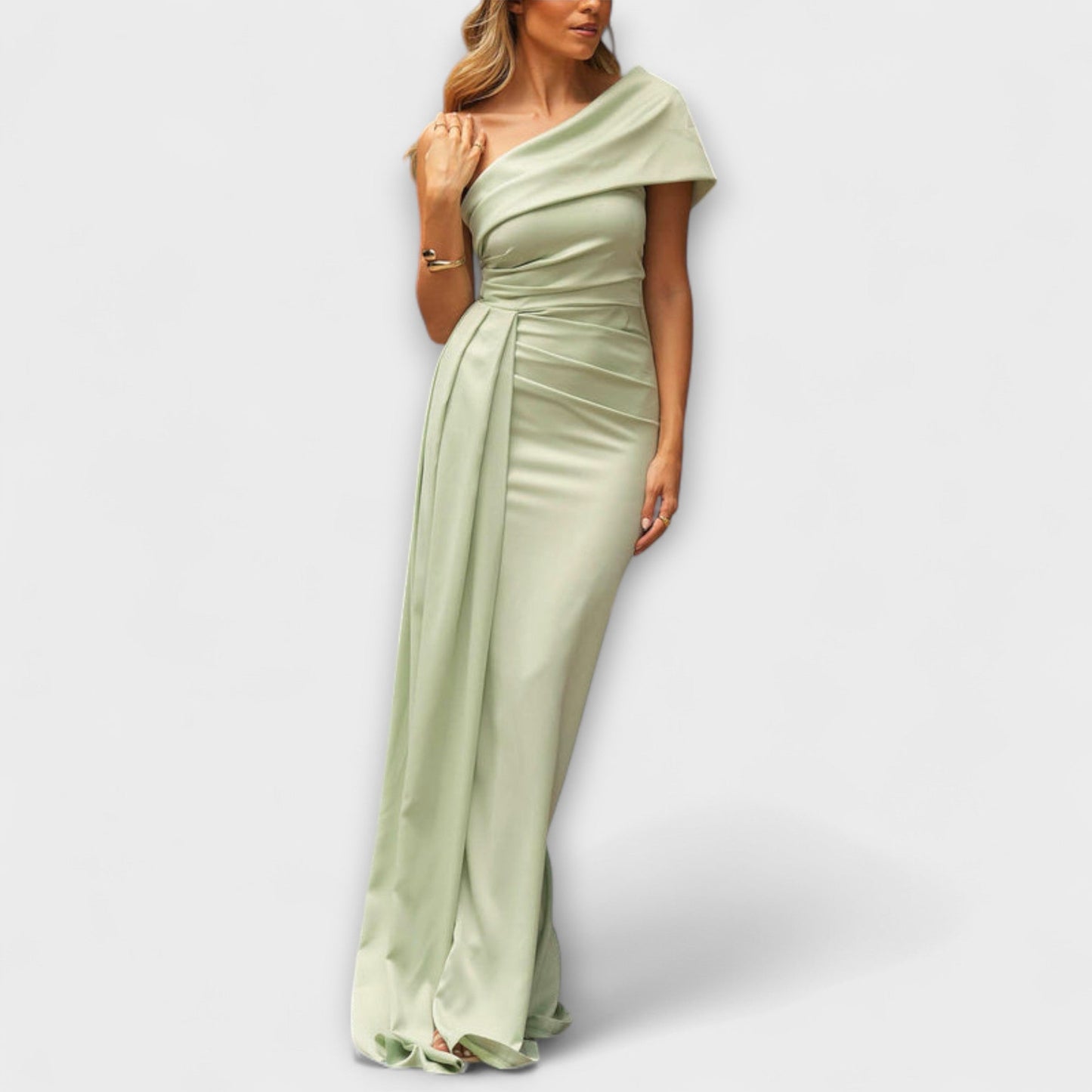 Rochie maxi stilată cu un umăr