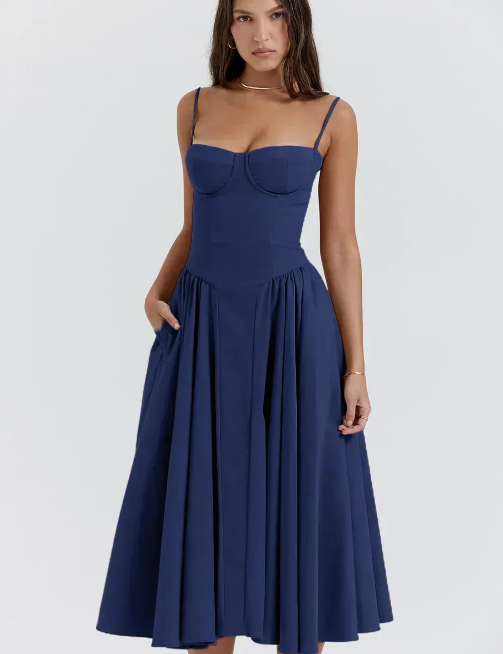 Sigrid | Rochie bustier fără mâneci, lungime midi