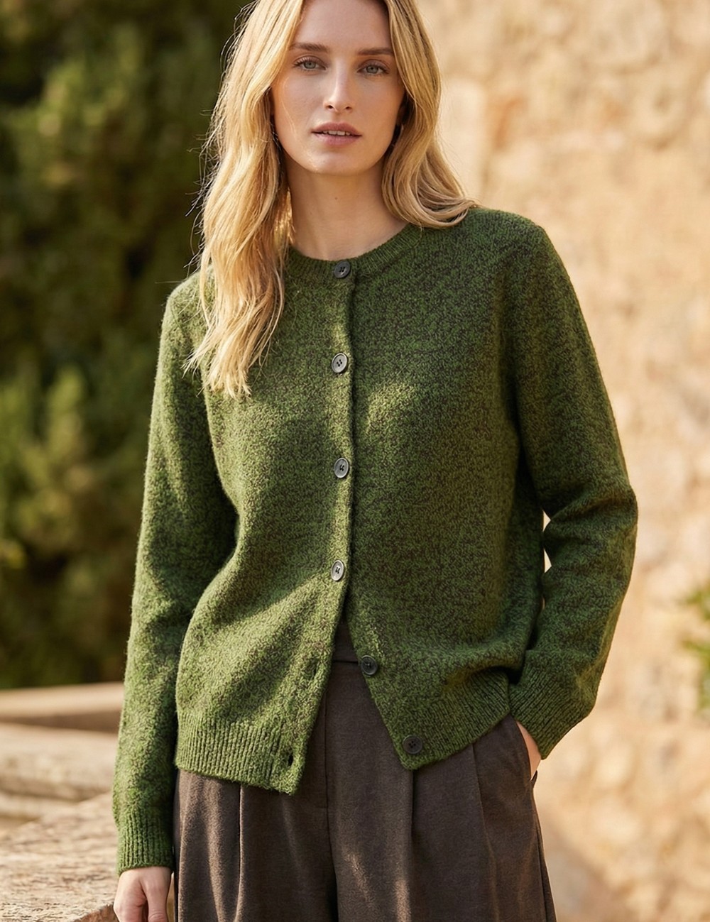 Cardigan din lână cu amestec de alpaca, tricotat gros