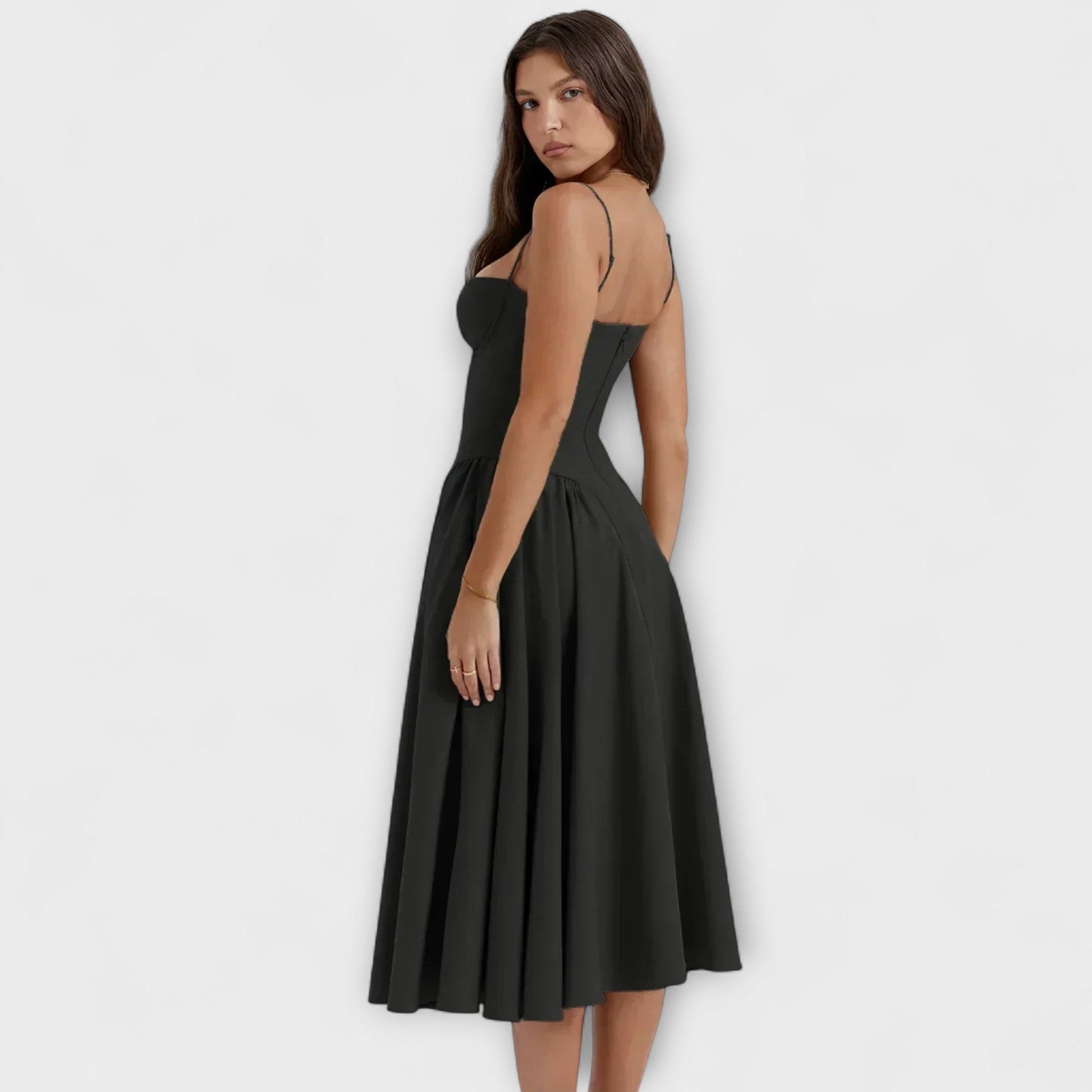 Rochie elegantă fără mâneci, cu corset