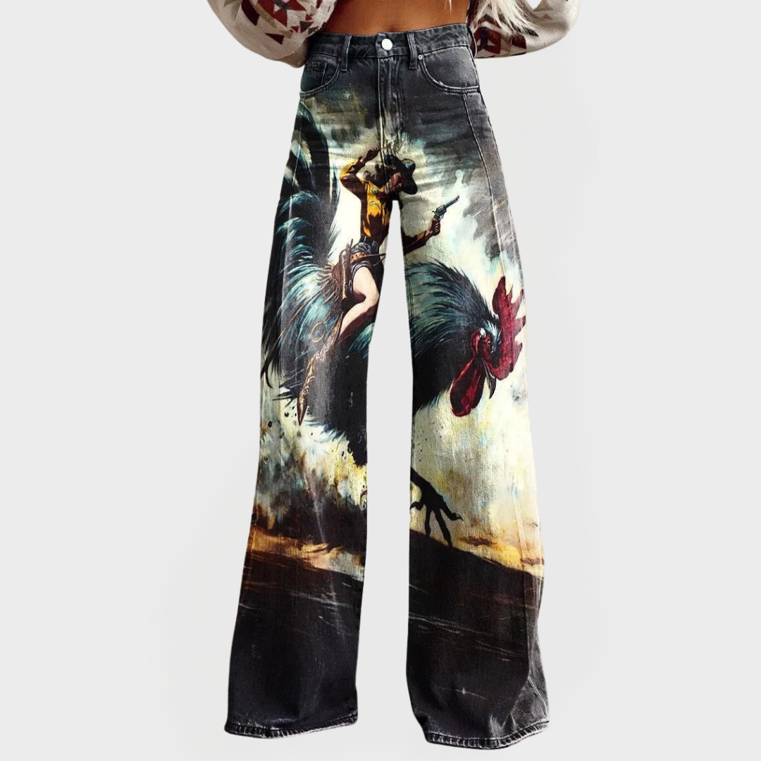 Karolína Sofisticate Jeans Western cu Talie Înaltă