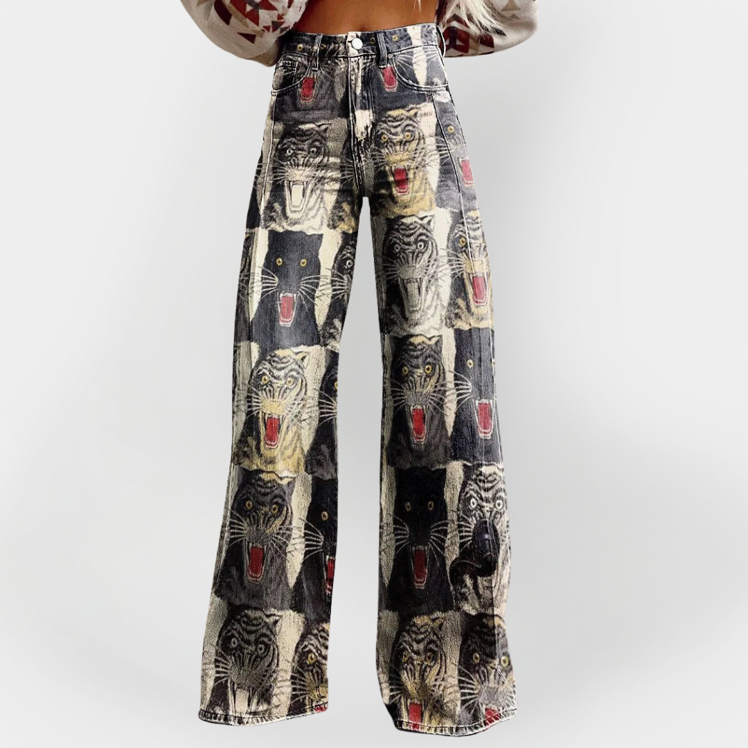 Kristýna Exclusivă Blugi Largi Urban Pattern