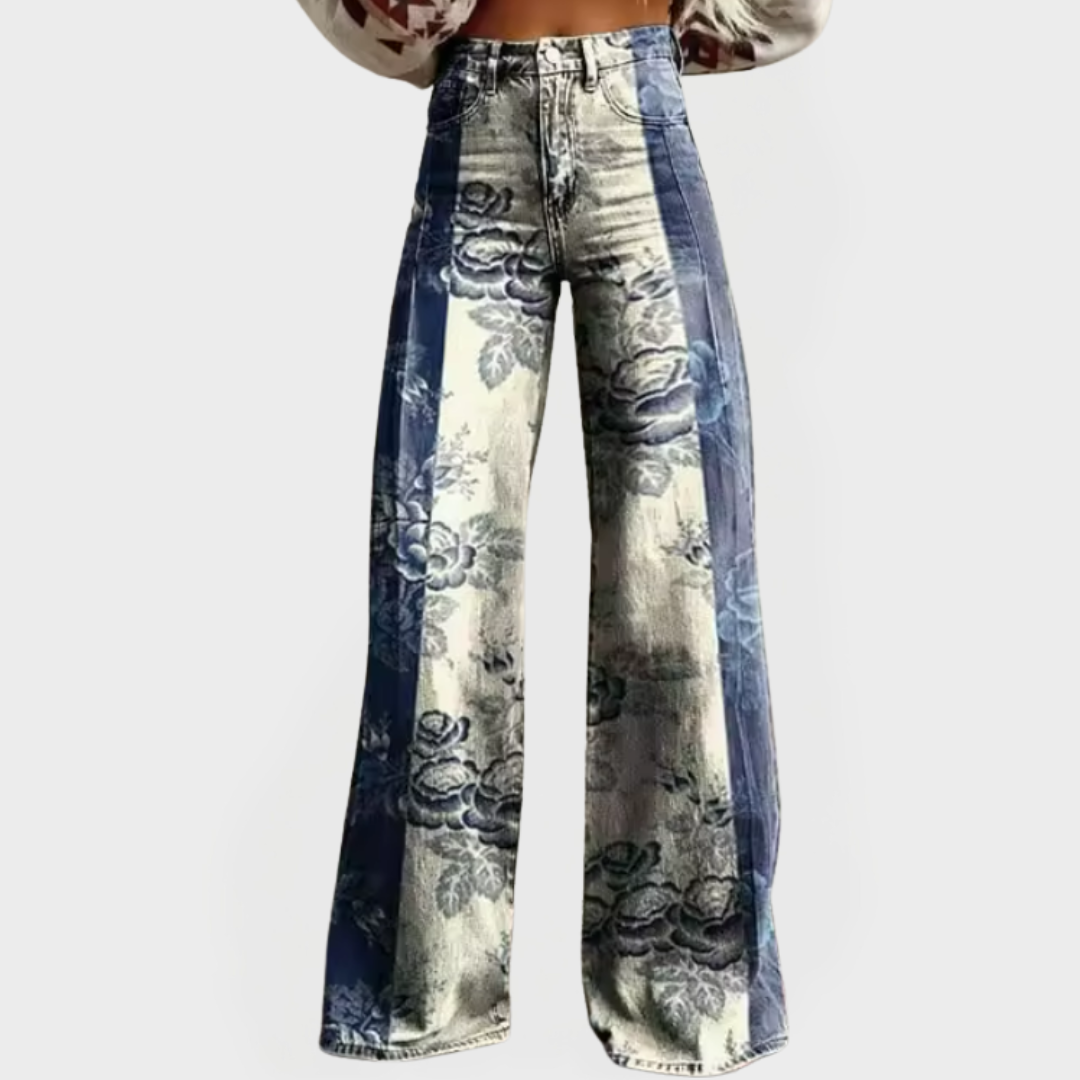 Veronika Pantaloni Patchwork Denim Romantici Largi