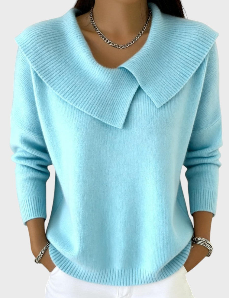Barbora | Pulover Tricotat Elegant cu un Guler Distinctiv