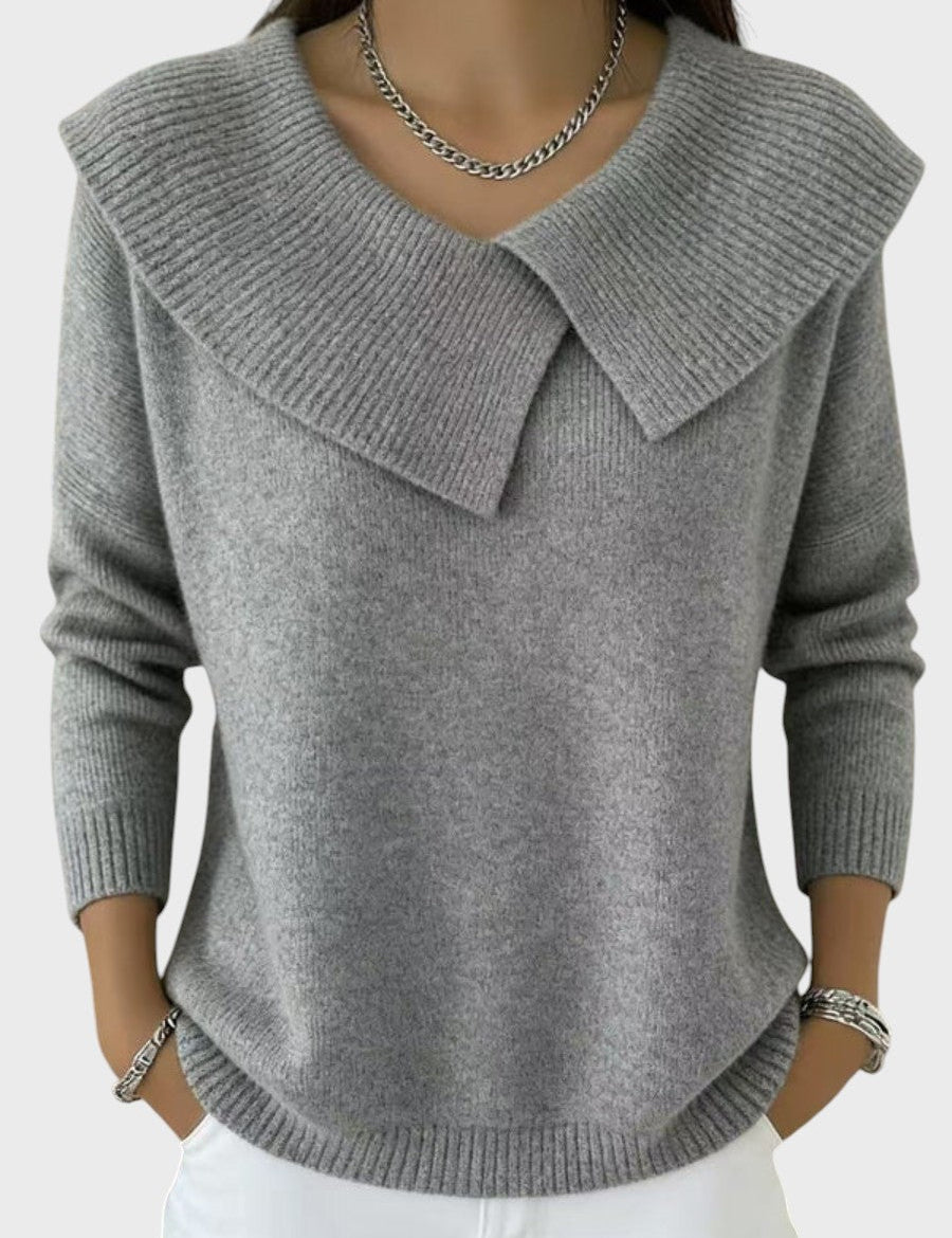 Barbora | Pulover Tricotat Elegant cu un Guler Distinctiv
