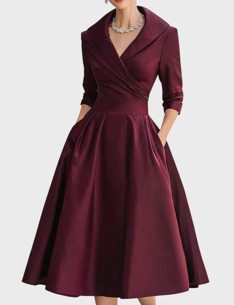 Rochie midi elegantă cu mânecă lungă