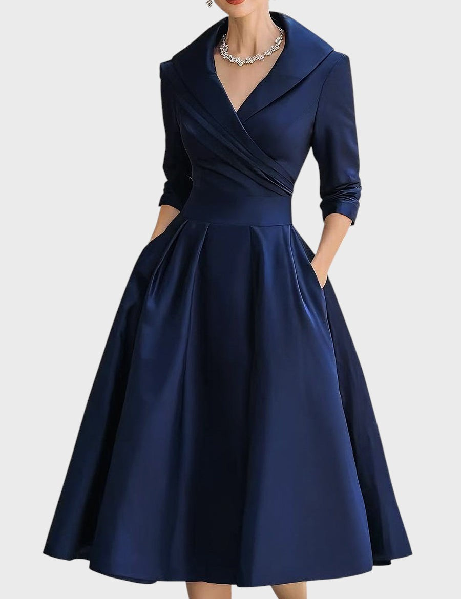 Rochie midi elegantă cu mânecă lungă