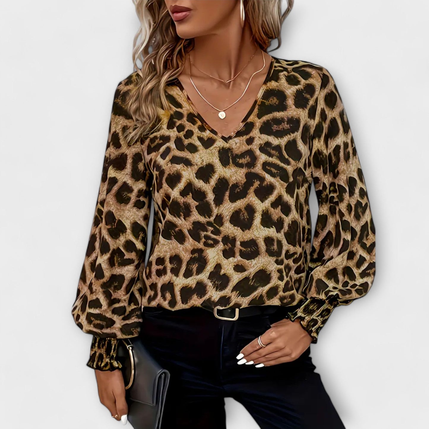 Bluză stilată cu model leopard