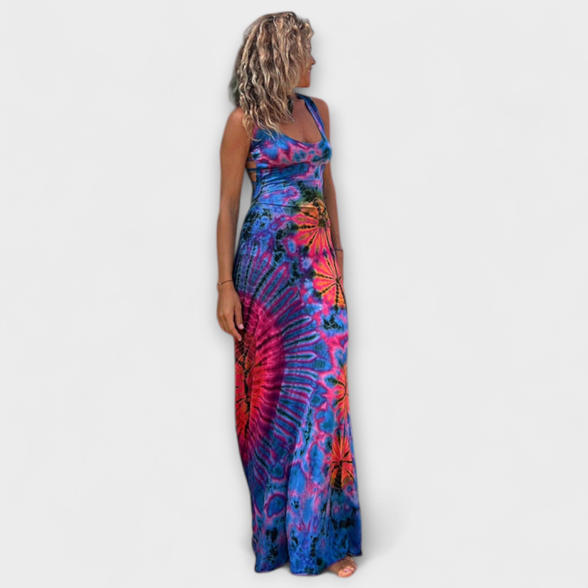 La Bamba Tie-Dye Print Maxi Rochie