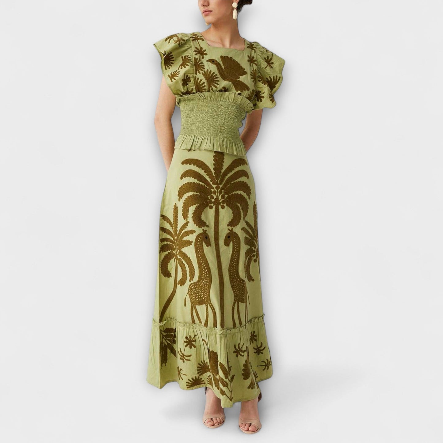 Rochie elegantă cu palmieri