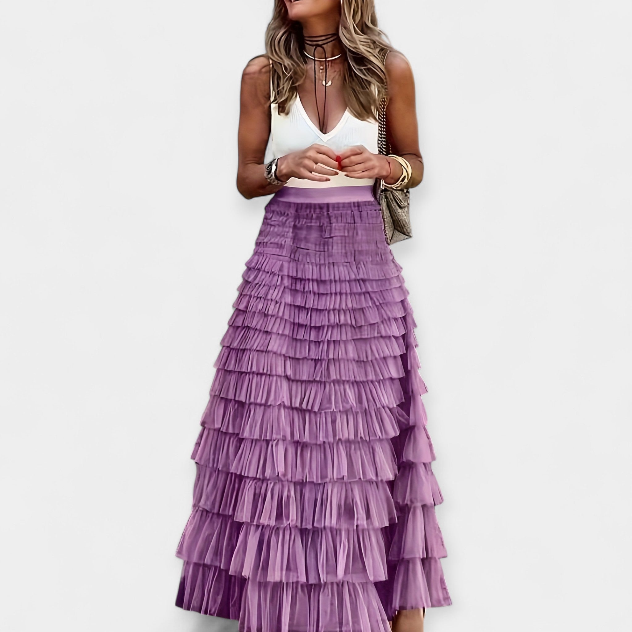 Eva Sofisticată Fustă din Satin Boho cu Dantelă de Plasă de Vară