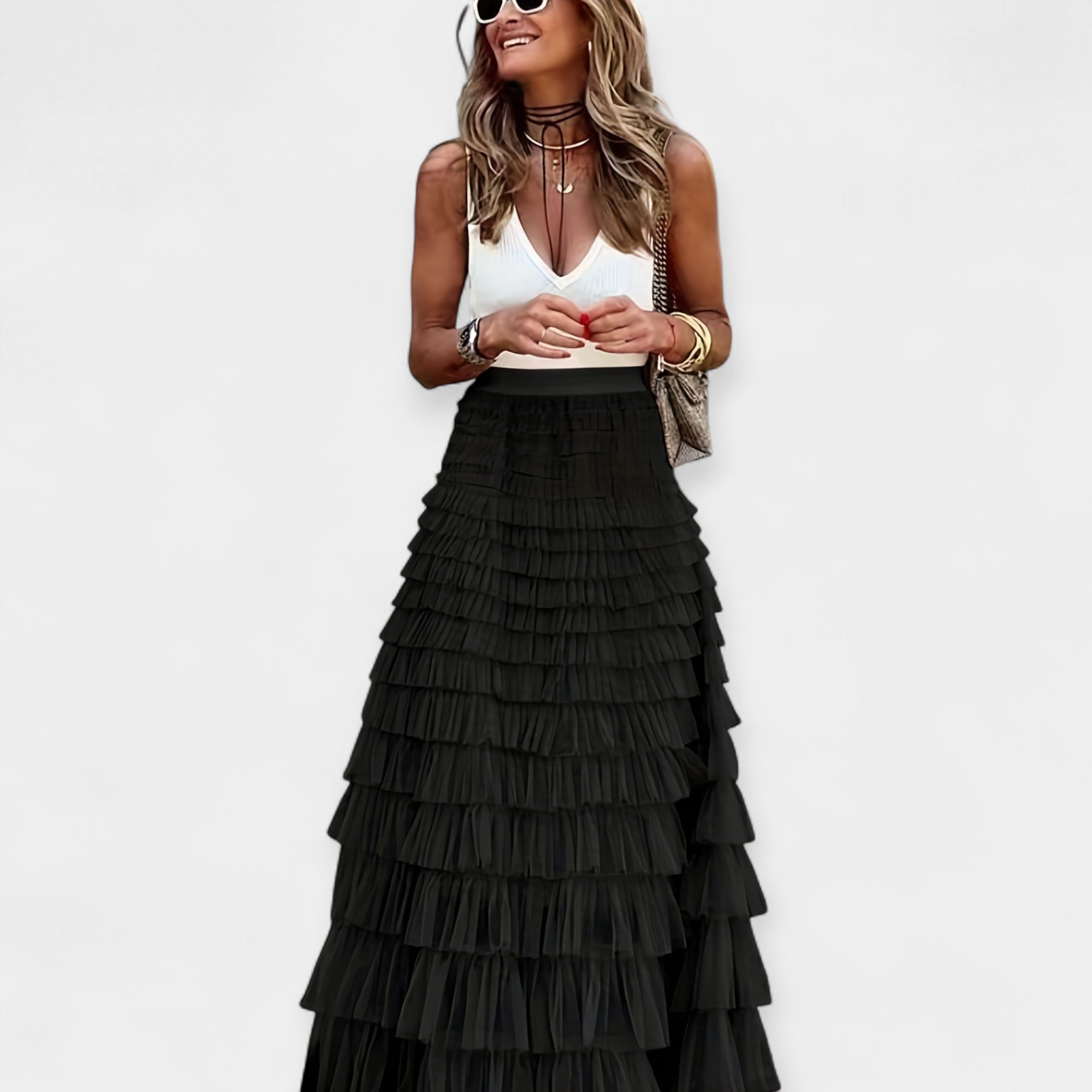 Eva Sofisticată Fustă din Satin Boho cu Dantelă de Plasă de Vară