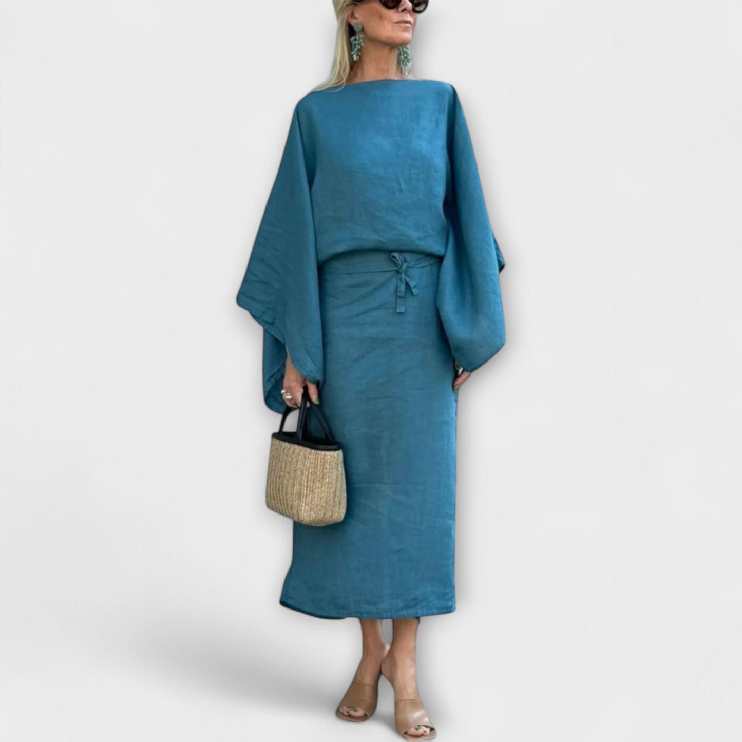 Rochie kimono din in și bumbac