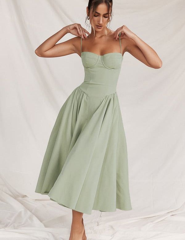 Sigrid | Rochie bustier fără mâneci, lungime midi