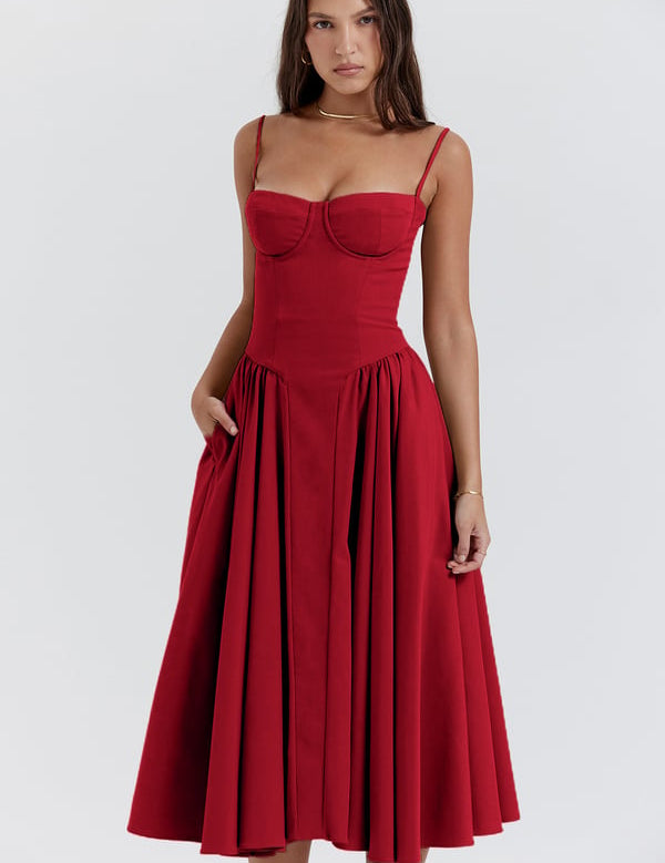 Sigrid | Rochie bustier fără mâneci, lungime midi