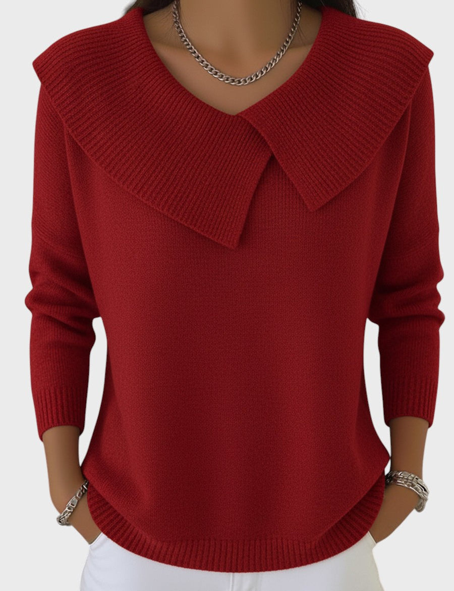 Barbora | Pulover Tricotat Elegant cu un Guler Distinctiv