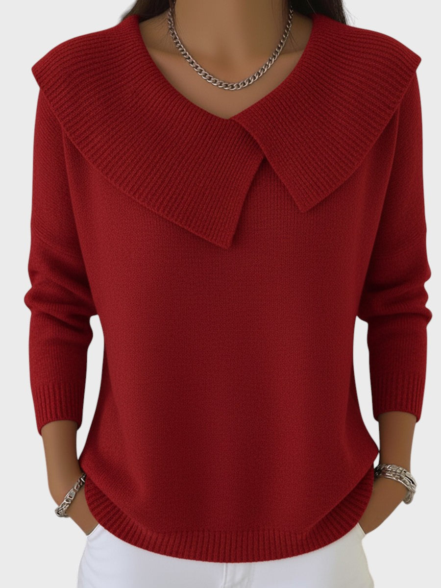 Barbora | Pulover Tricotat Elegant cu un Guler Distinctiv