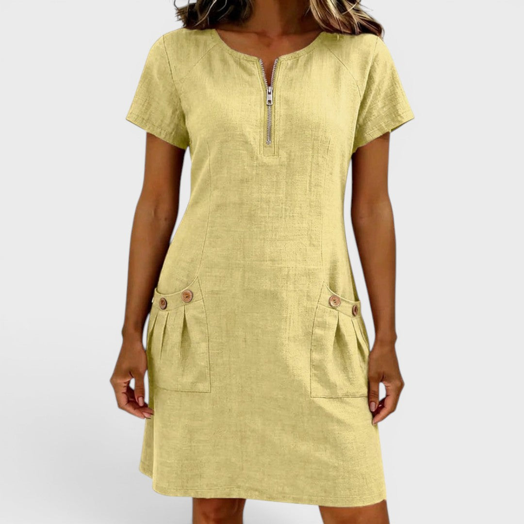 Helena - Rochie din bumbac cu fermoar