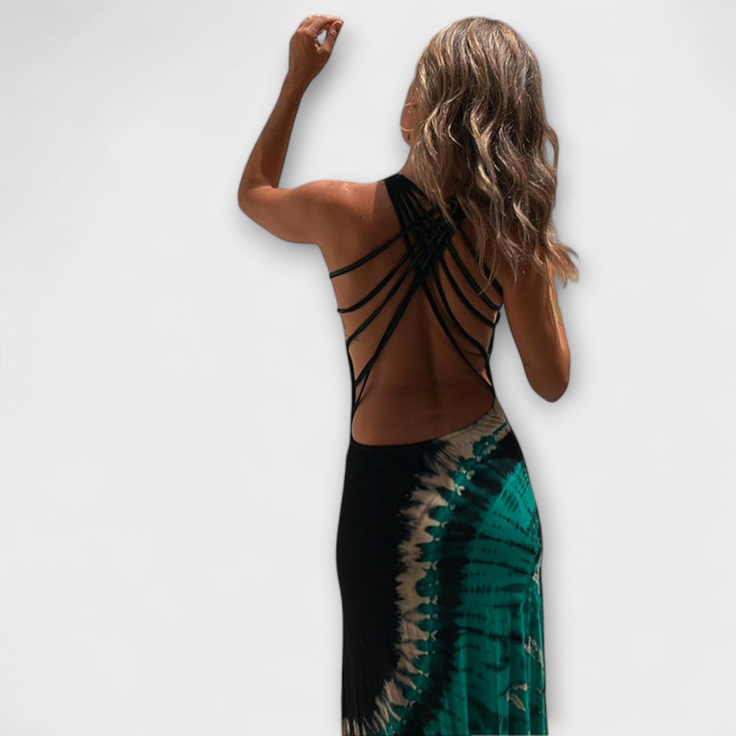 Rochie maxi cu cer stelar și batik