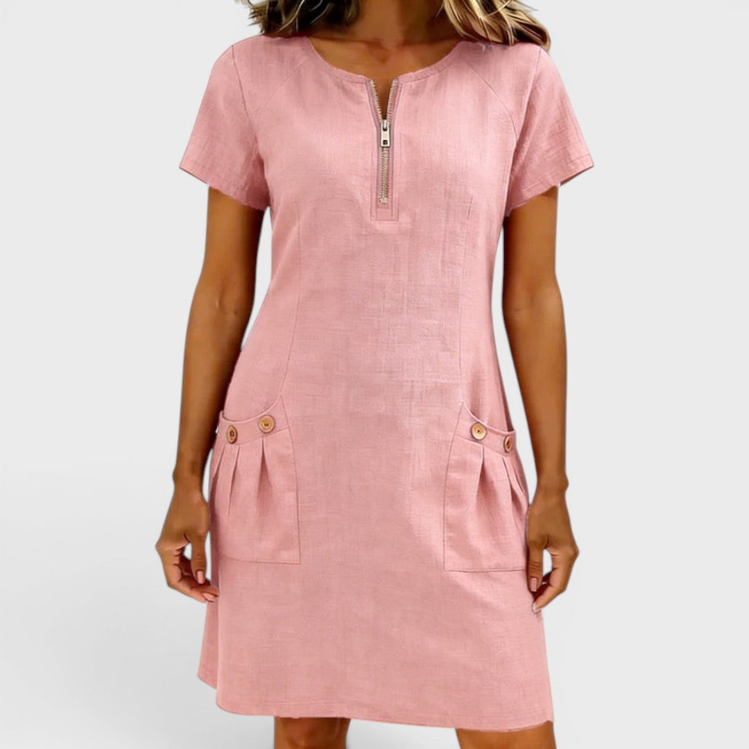 Helena - Rochie din bumbac cu fermoar
