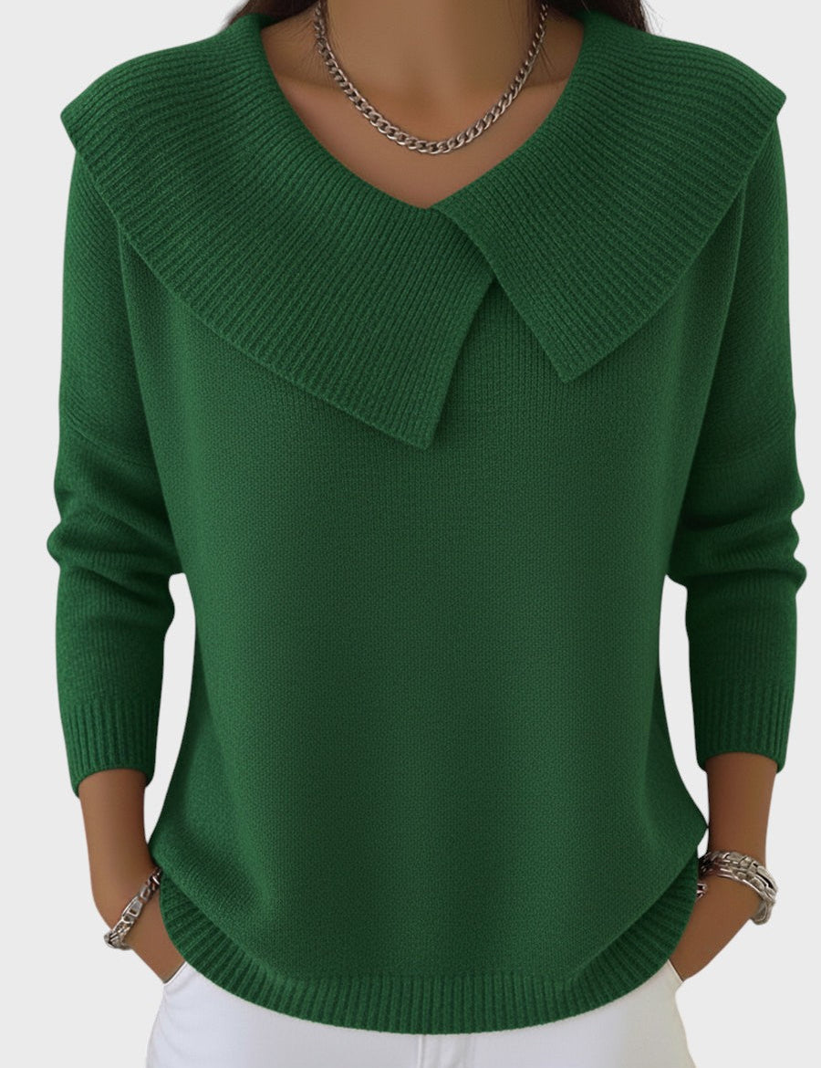 Barbora | Pulover Tricotat Elegant cu un Guler Distinctiv