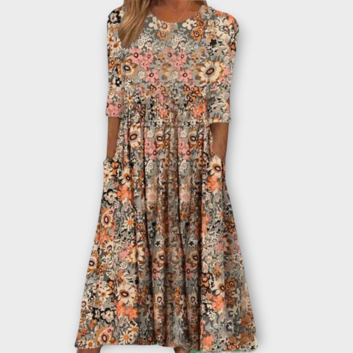 Rochie elegantă cu flori, fabricată dintr-un material premium