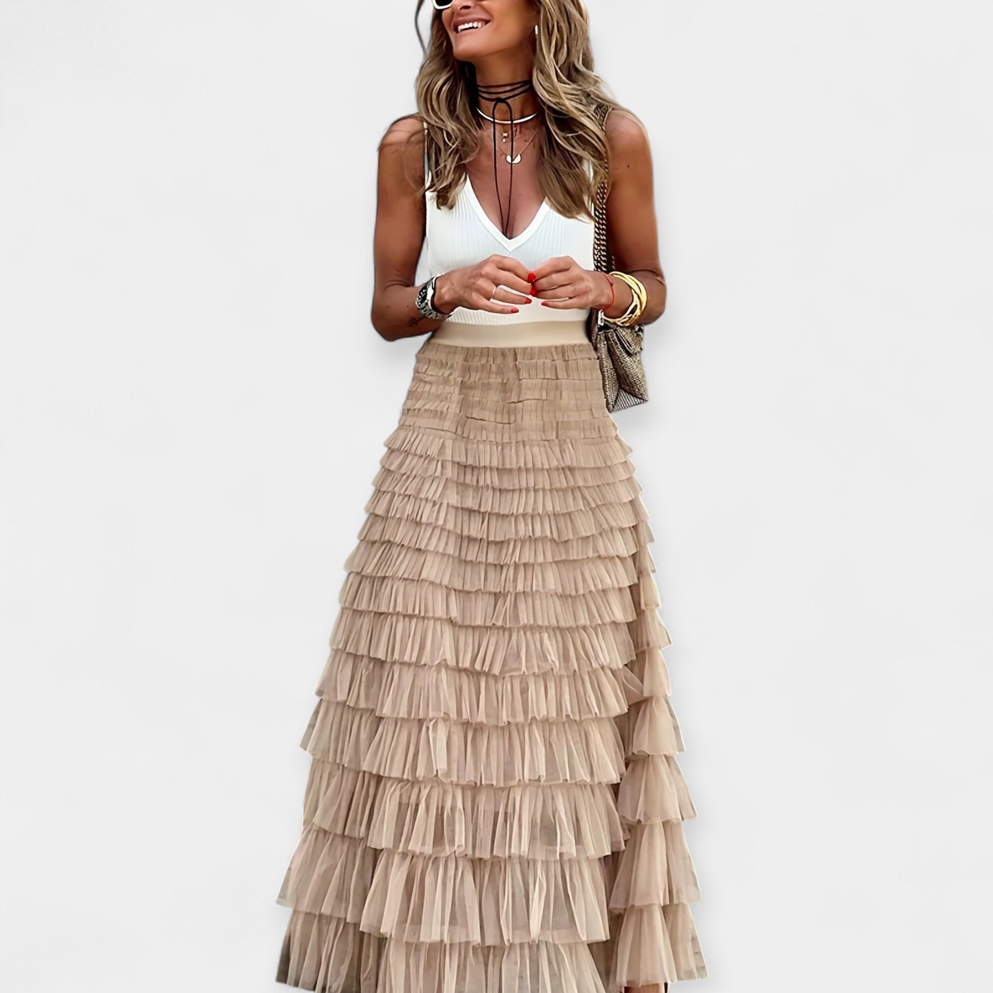 Eva Sofisticată Fustă din Satin Boho cu Dantelă de Plasă de Vară