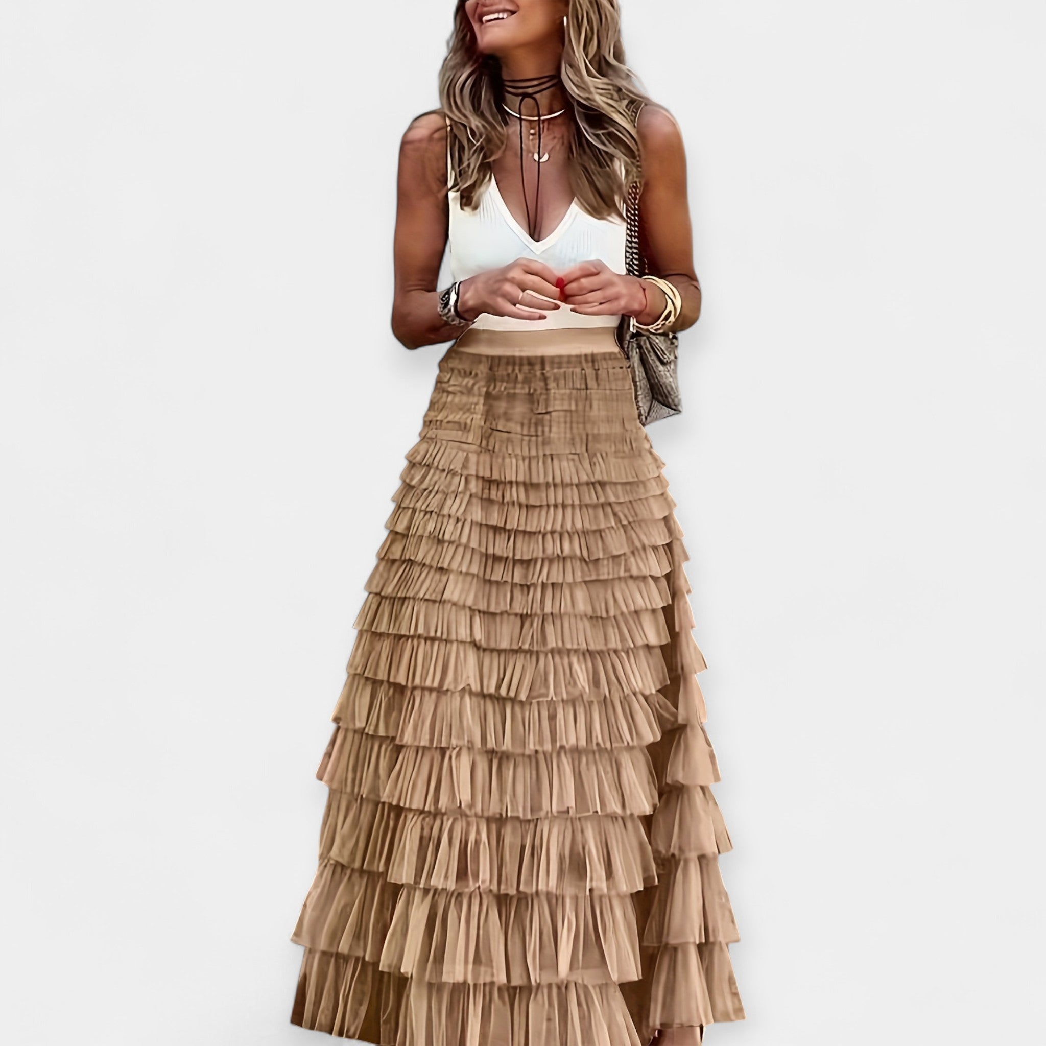Eva Sofisticată Fustă din Satin Boho cu Dantelă de Plasă de Vară