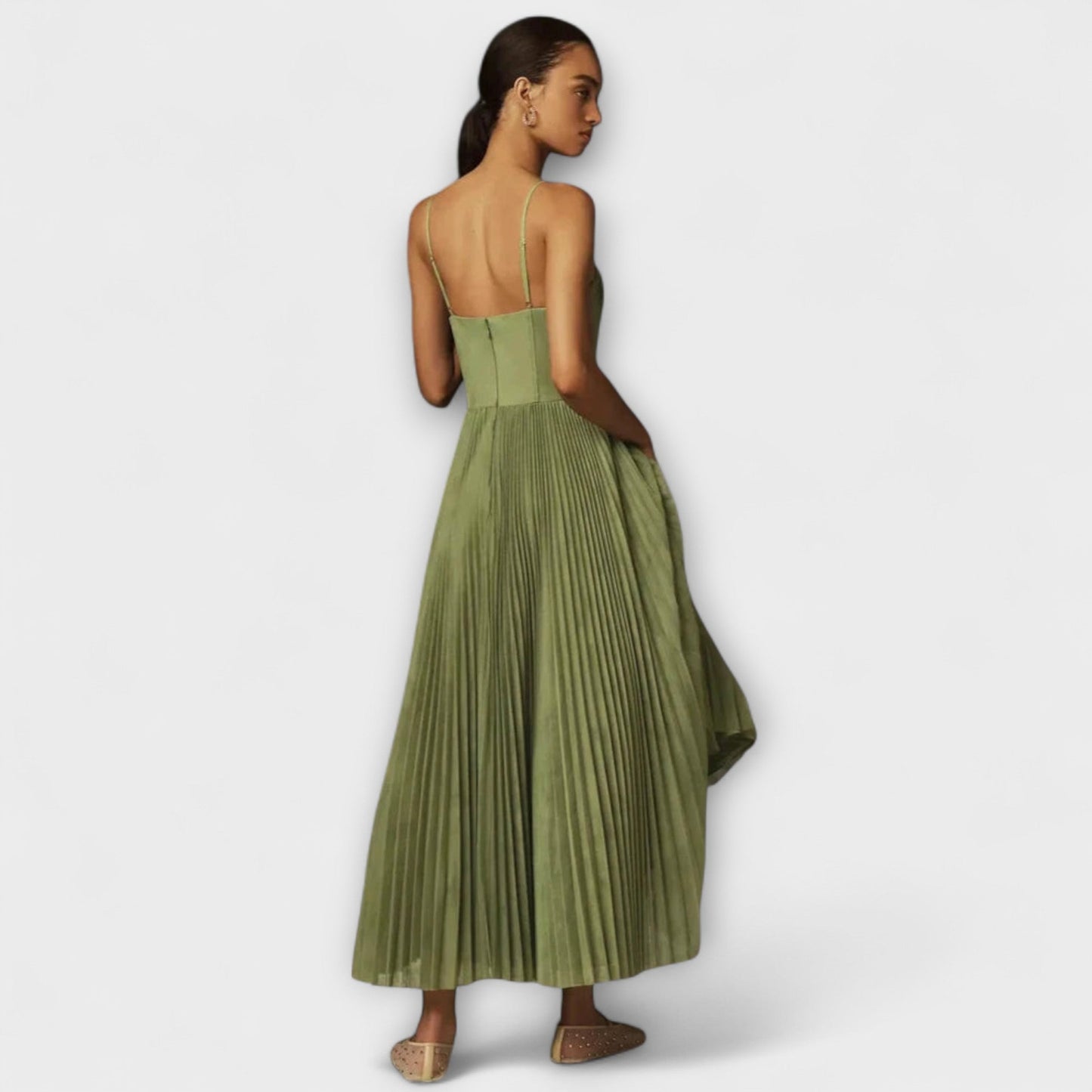 Rochie Midi cu Fustă Plisată din Tulle și Design Bustieră