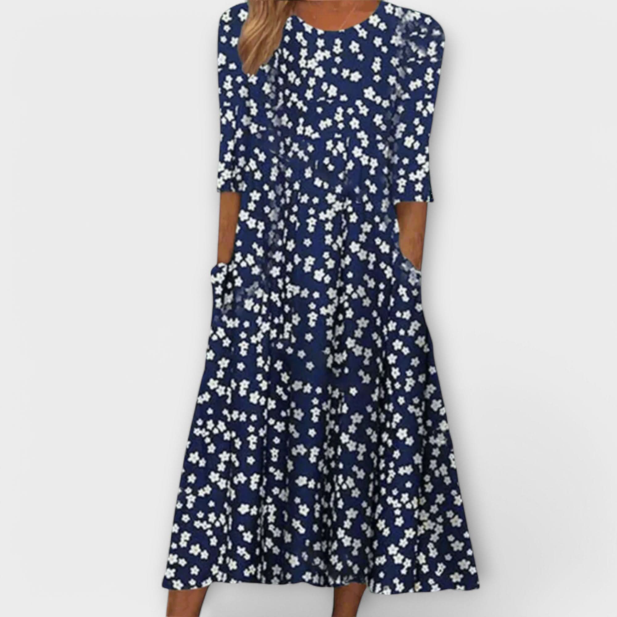 Rochie elegantă cu flori, fabricată dintr-un material premium