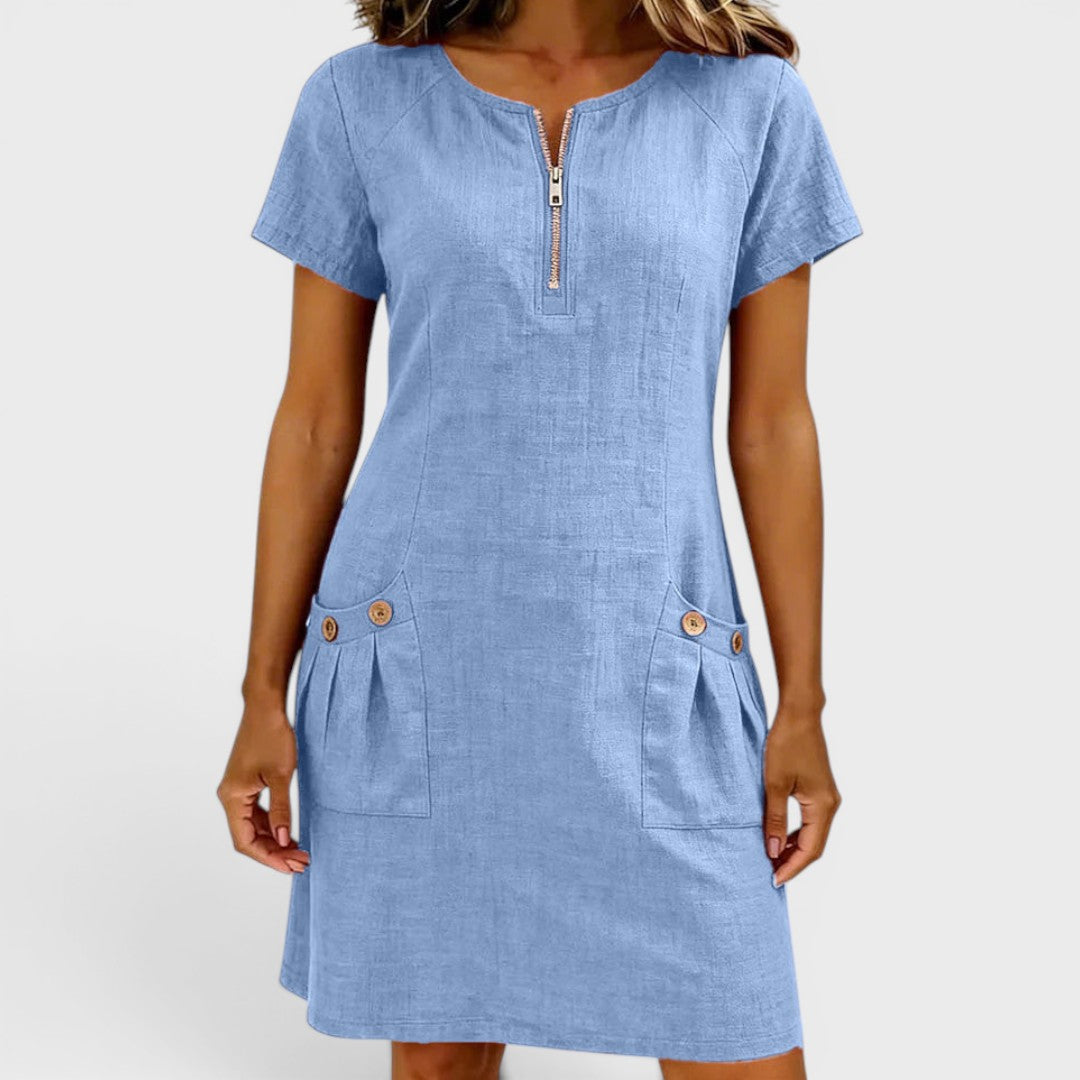 Helena - Rochie din bumbac cu fermoar