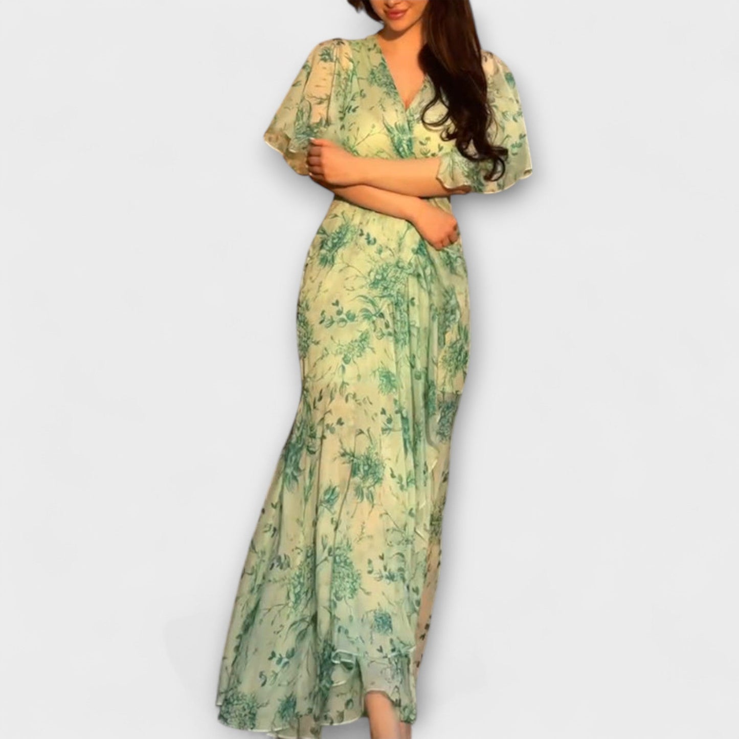 Rochie florală elegantă cu decolteu în V