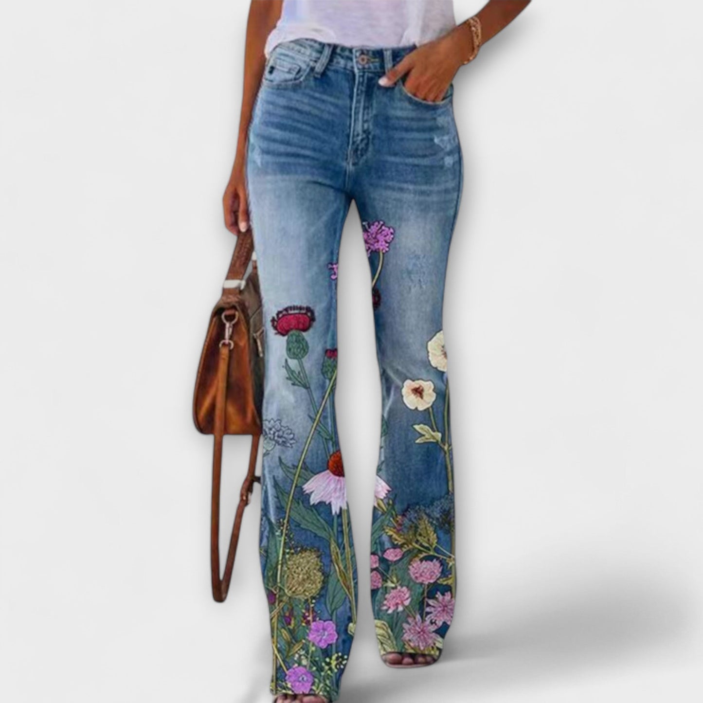 Pantaloni cu model floral