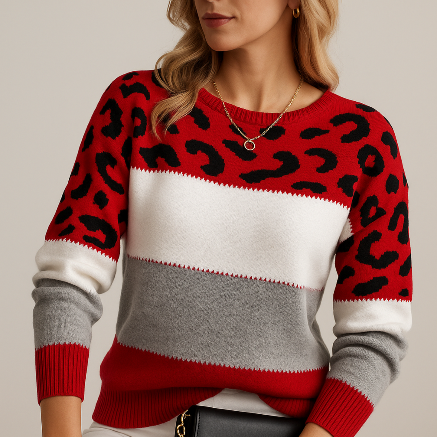 Pulover elegant cu leopard