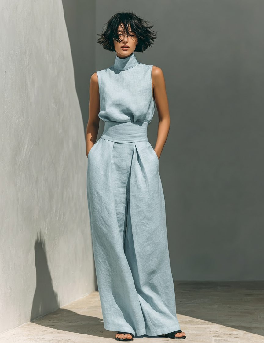 Maria™ | Ansamblu complet cu top fără mâneci și pantaloni largi