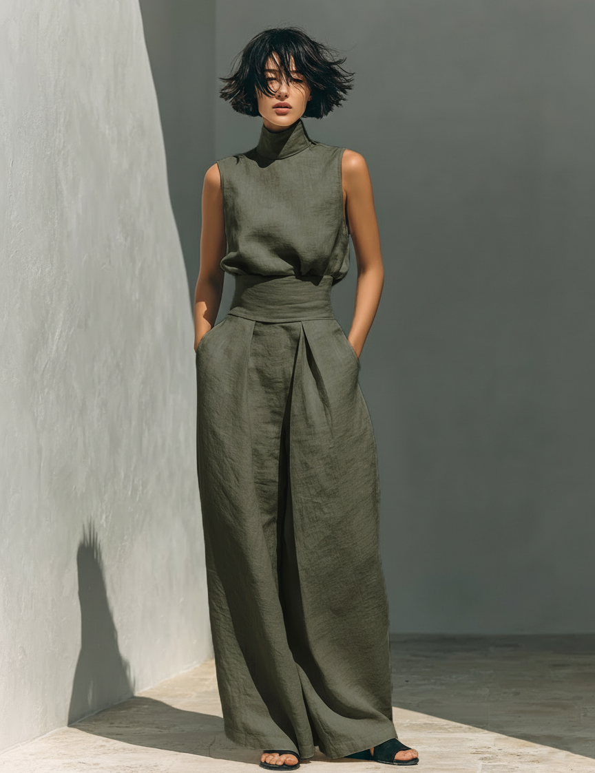 Maria™ | Ansamblu complet cu top fără mâneci și pantaloni largi