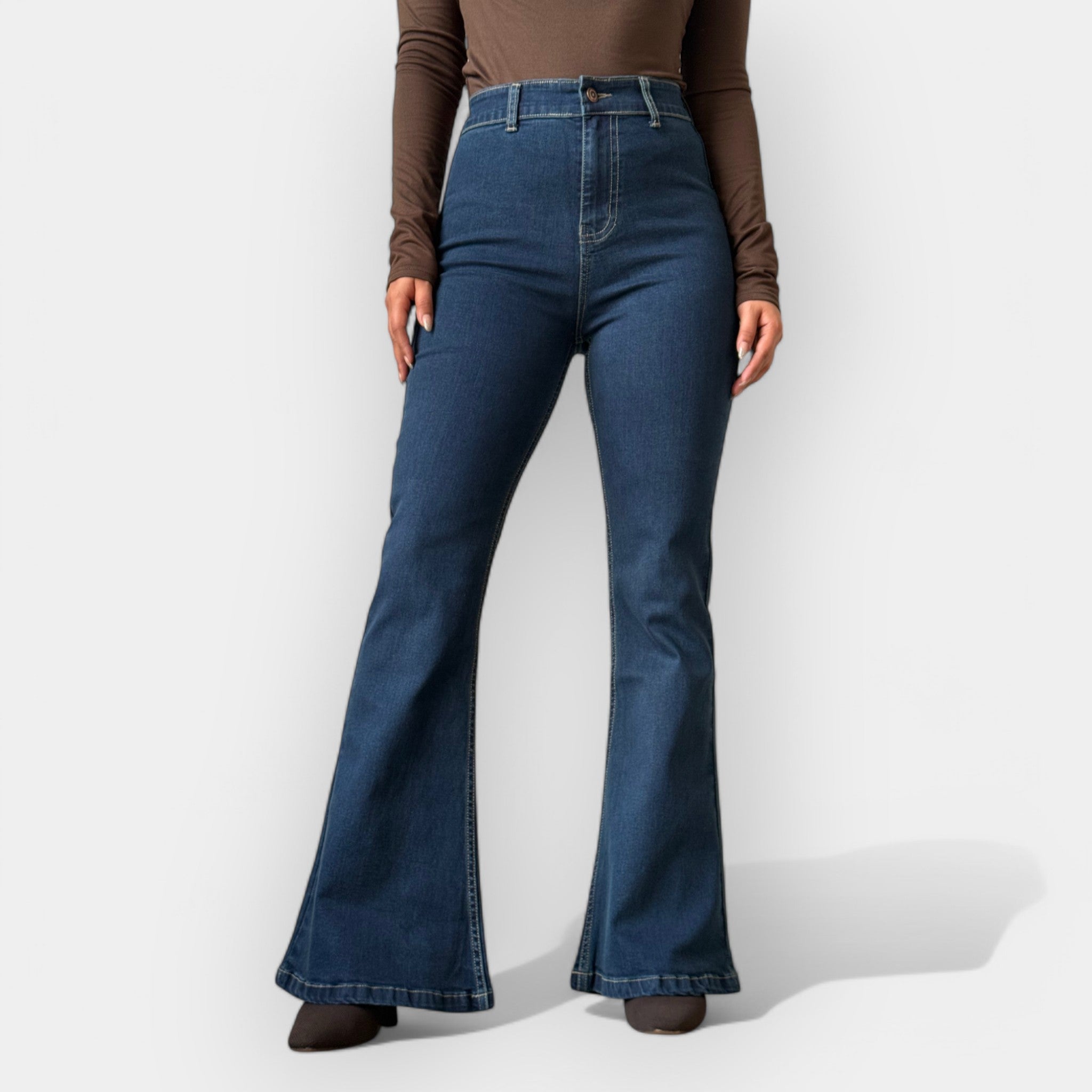 Adéla Elegant Pantaloni Drepți cu Talie Foarte Înaltă
