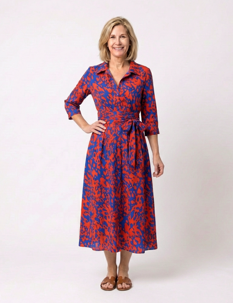 Claire | Rochie midi cu mâneci lungi și curea