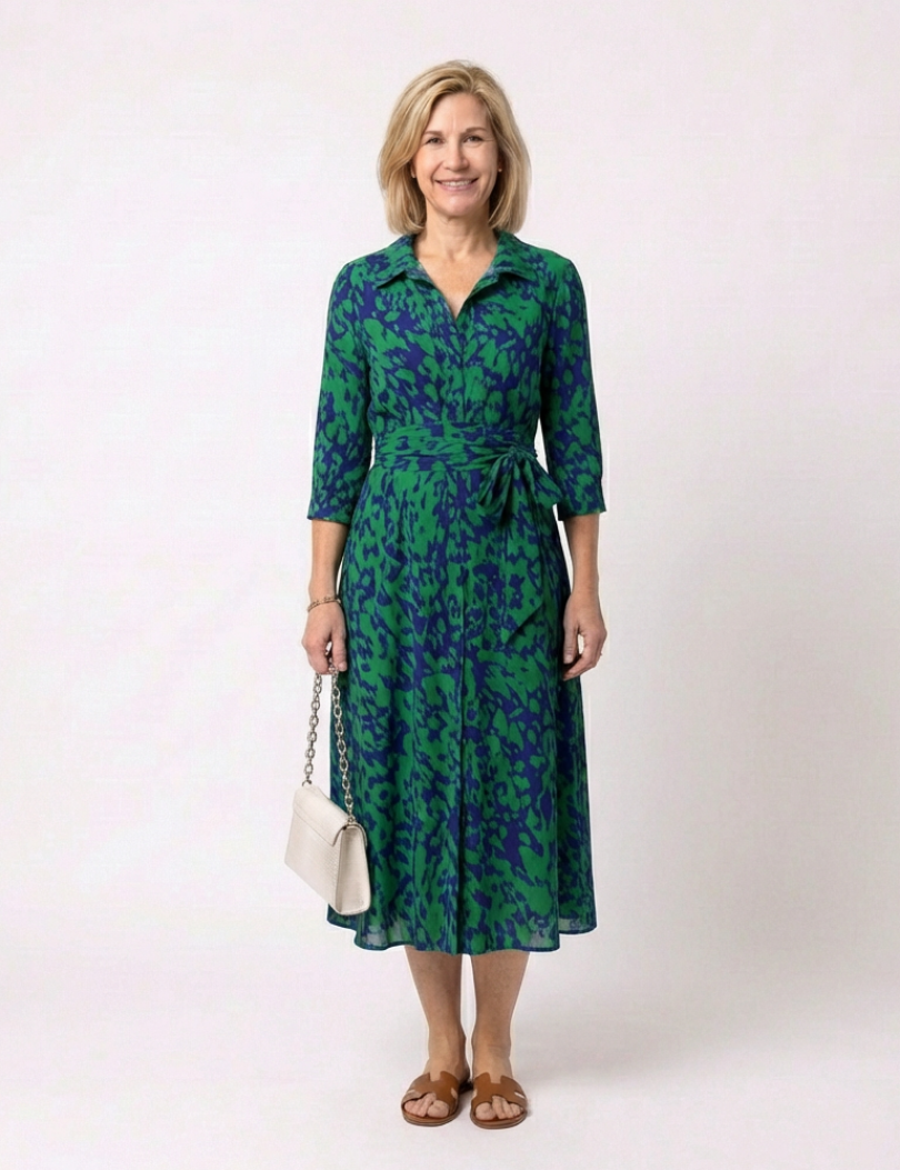 Claire | Rochie midi cu mâneci lungi și curea
