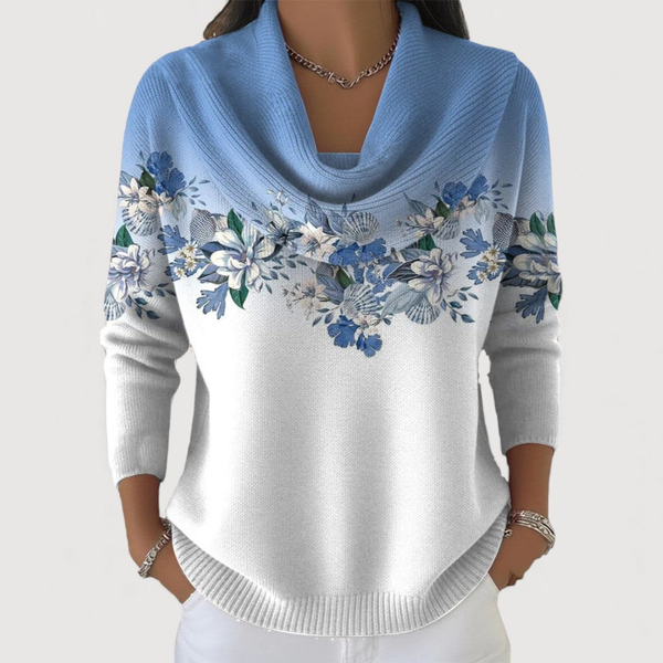 Anežka | Pulover cu Model Floral și Decolteu Moale