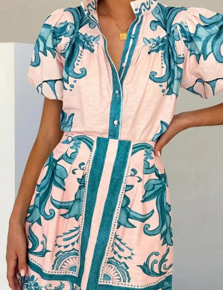 Rochie florală din in Kelsey, două piese