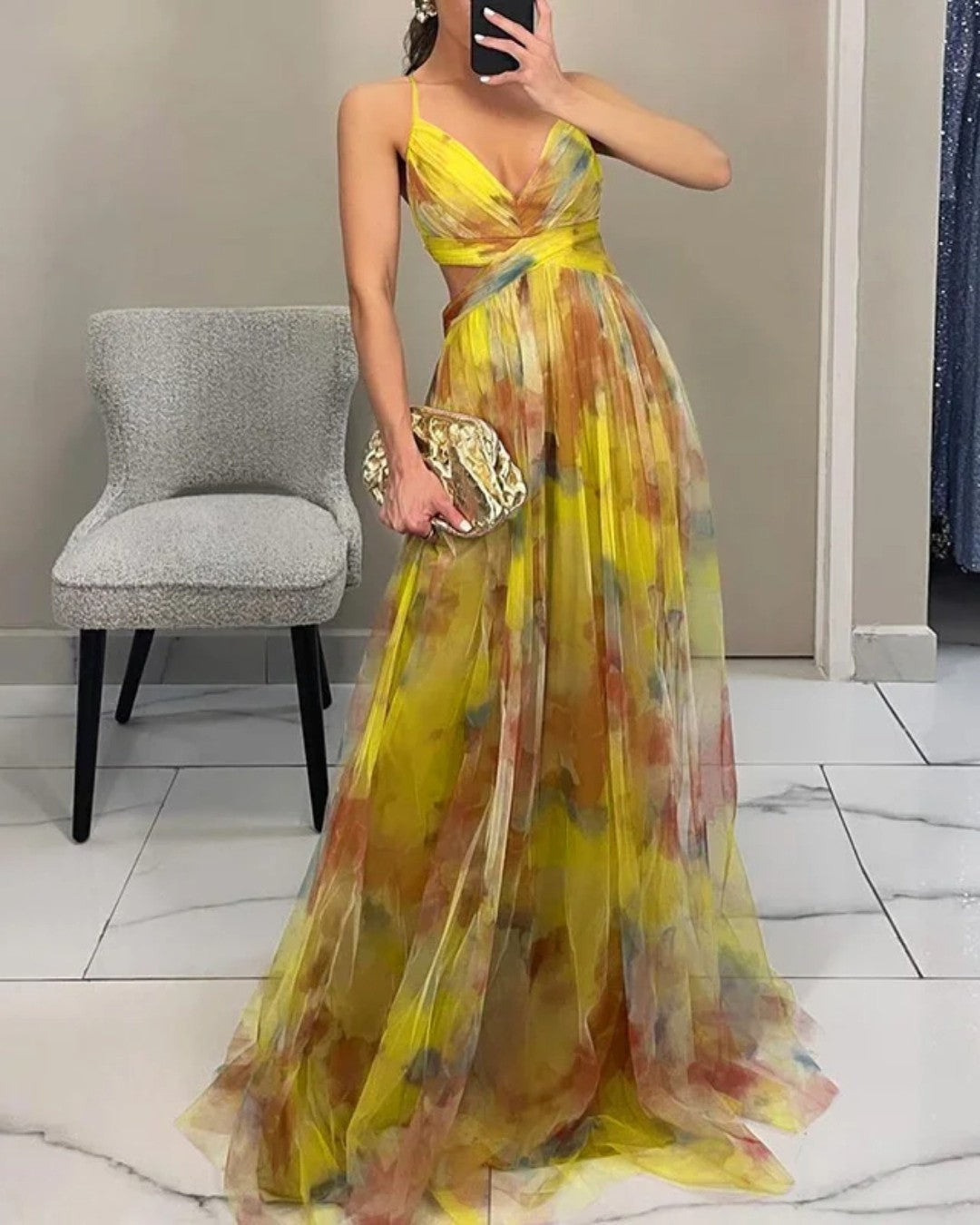 Éléonore | Rochie Lungă Fluidă cu Flori